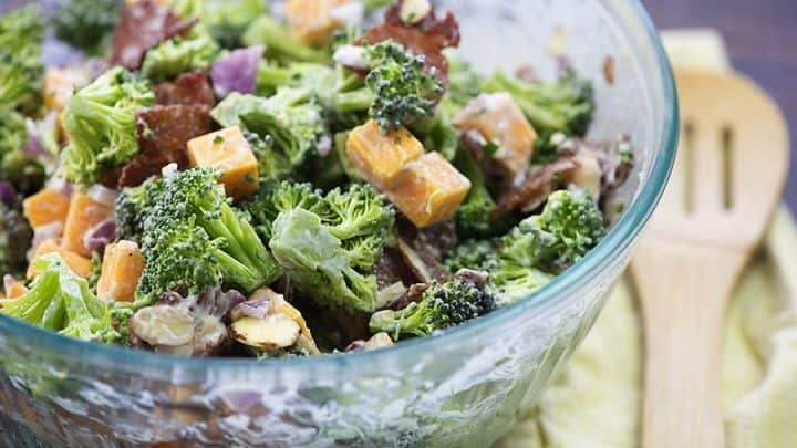 Keto Broccoli Salad Recipe With Bacon Cheddar