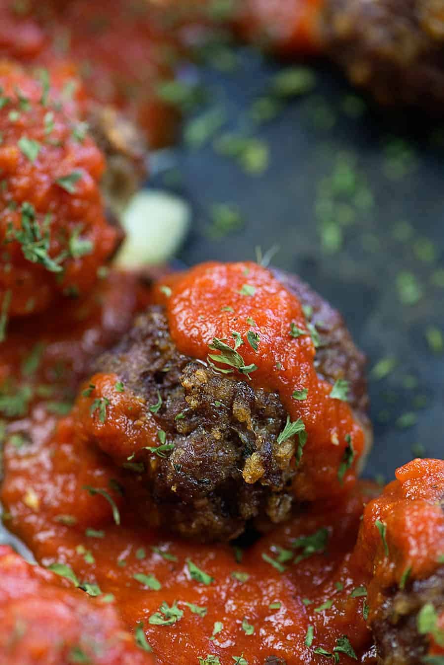 low carb meatballs in skillet