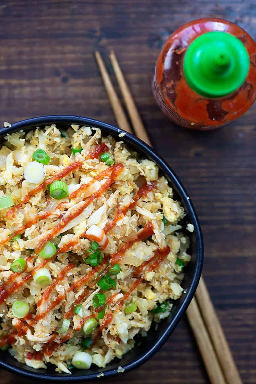 cauliflower fried rice in bowl