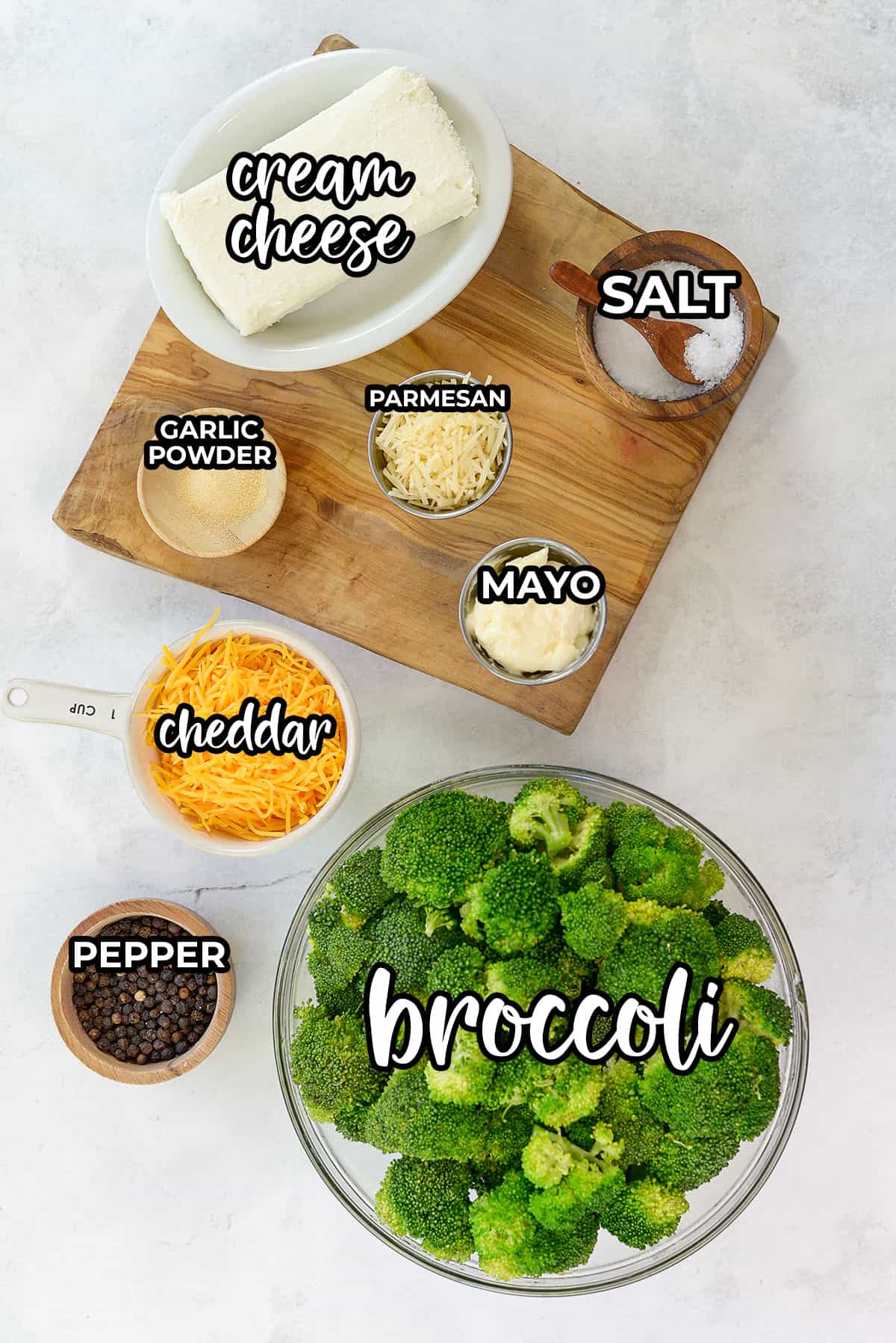 ingredients for broccoli cheese casserole.