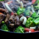 keto stir fry recipe in cast iron skillet