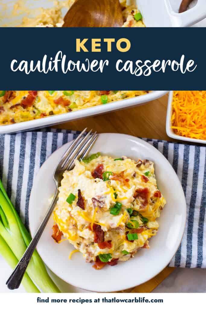 Keto cauliflower casserole on plate.