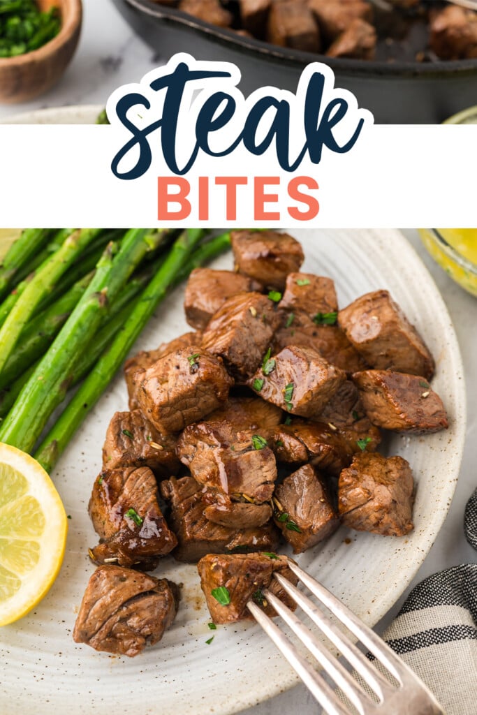 Plate full of low carb steak bites.