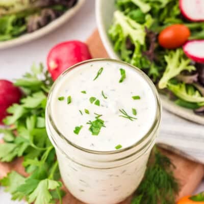 homemade ranch dressing in mason jar