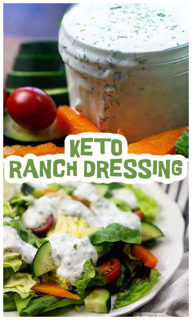 Collage of keto ranch dressing images.