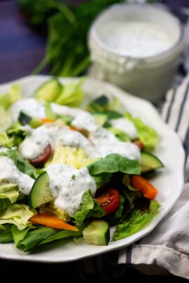healthy ranch dressing on salad