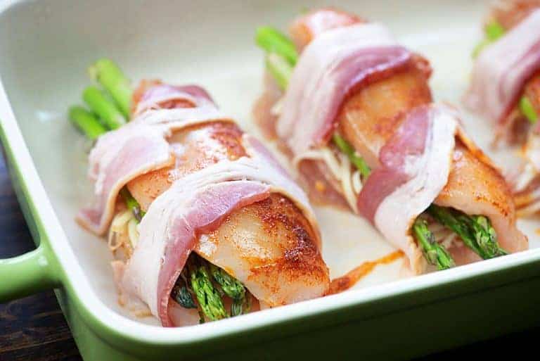 Bacon Wrapped Asparagus Stuffed Chicken - That Low Carb Life