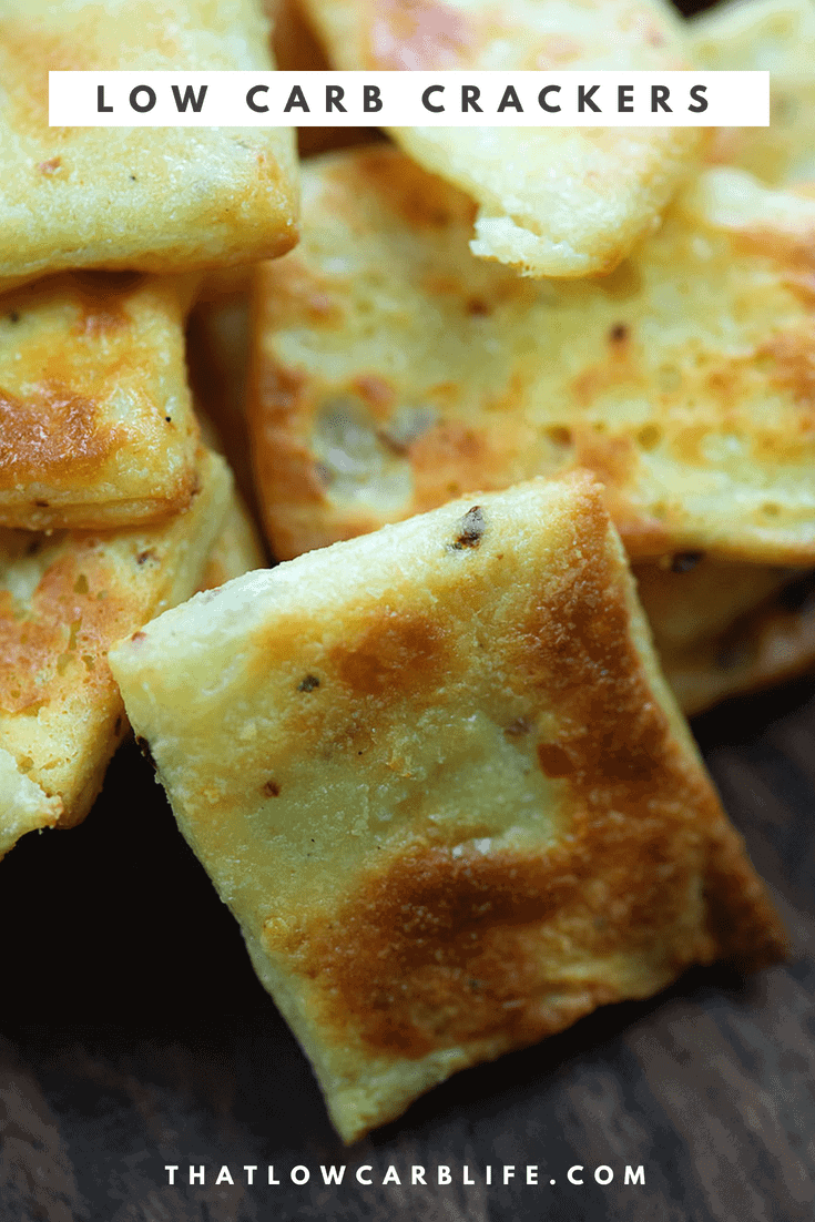 low carb crackers on cutting board