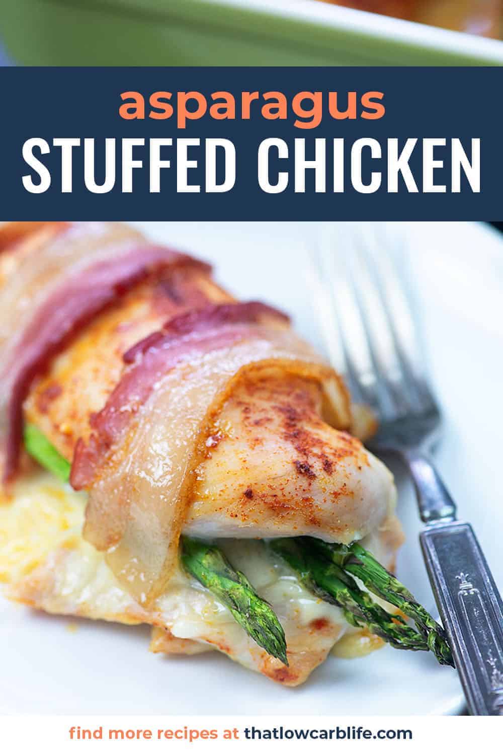 Asparagus Stuffed Chicken on white plate