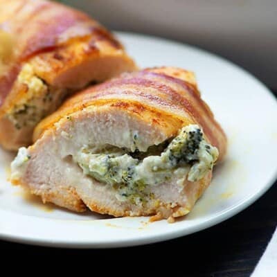 Broccoli and Cheese Stuffed Chicken Breasts - these are a favorite with my kids! So cheesy and low carb too! #lowcarb #keto #chicken #recipes