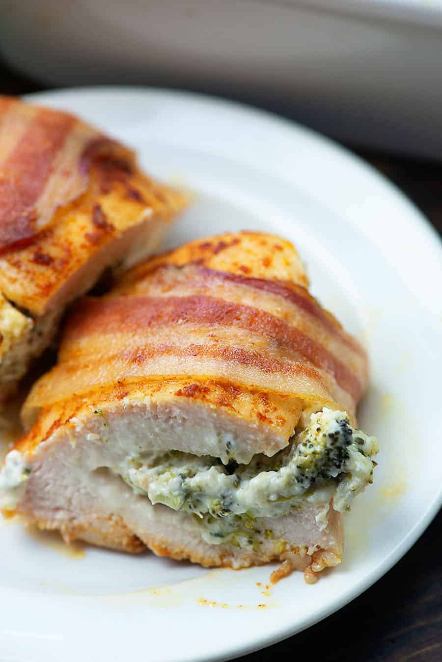 broccoli stuffed chicken wrapped in bacon