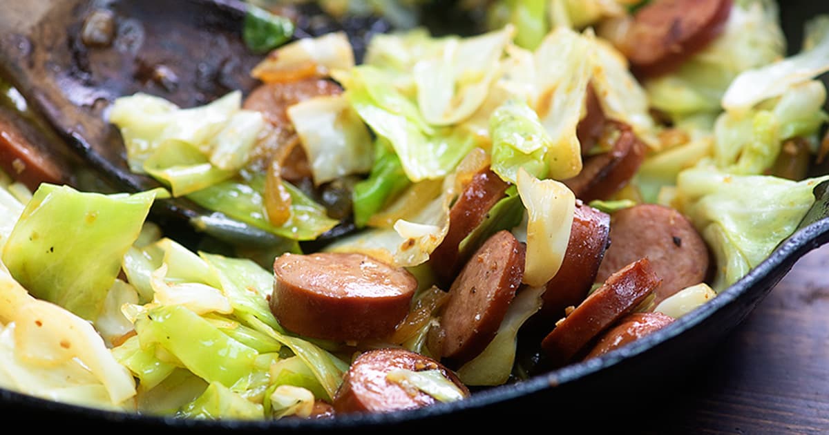 Smoked Sausage & Fried Cabbage | That Low Carb Life