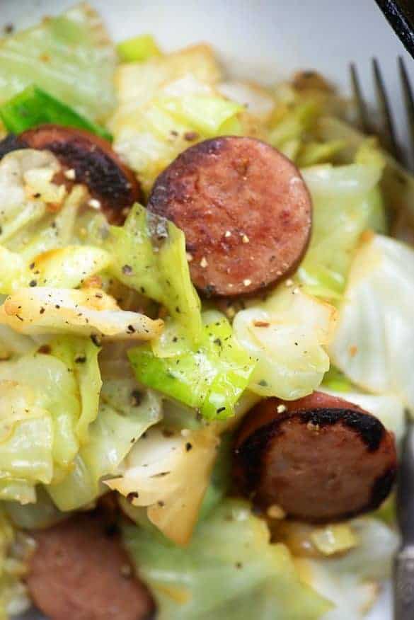 Smoked Sausage & Fried Cabbage | That Low Carb Life