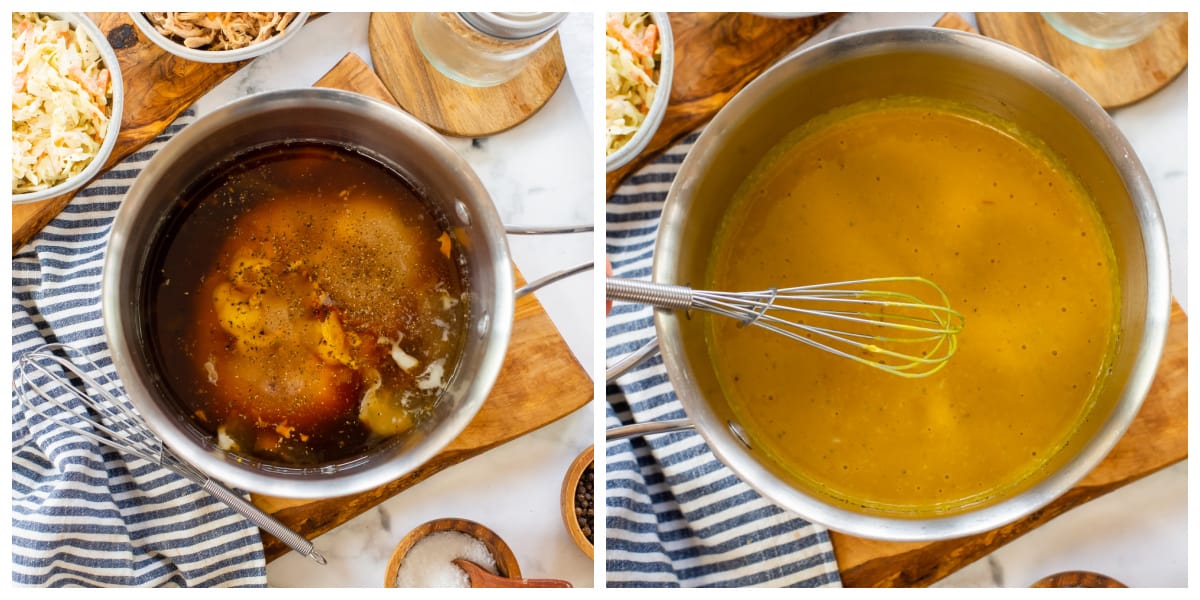 Collage showing how to make keto mustard bbq sauce.