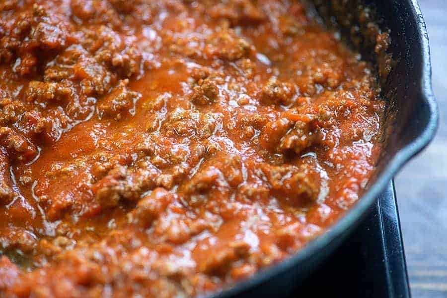 low carb marinara sauce in skillet