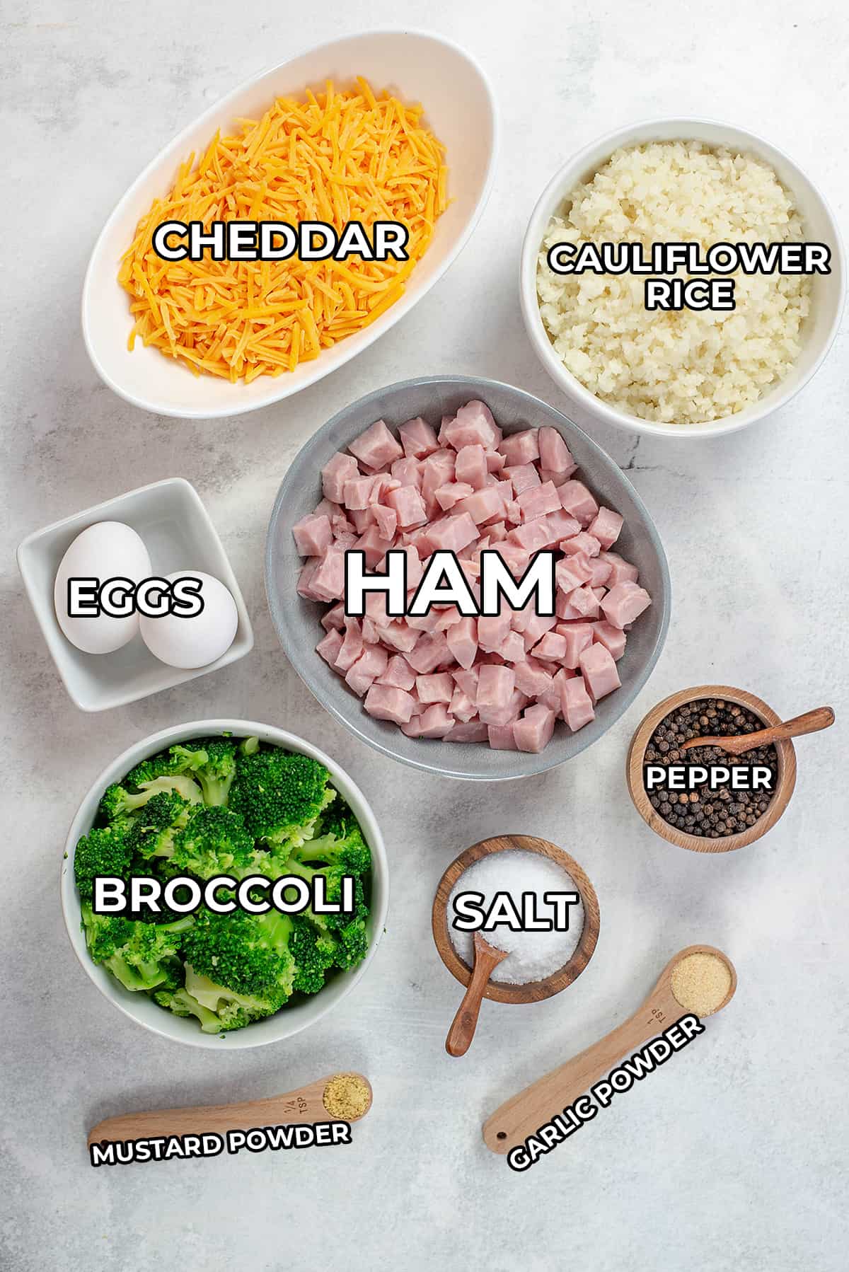 ingredients for low carb ham casserole.