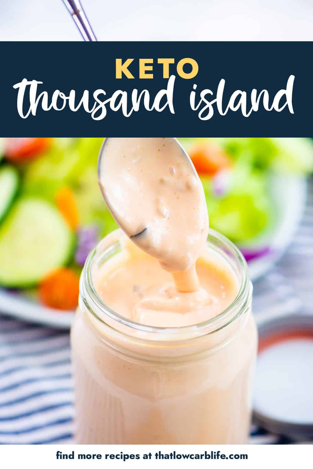 Keto thousand island dressing on spoon.