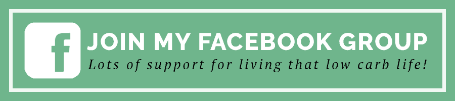 Call to action to join facebook group "That Low Carb Life" for more support.