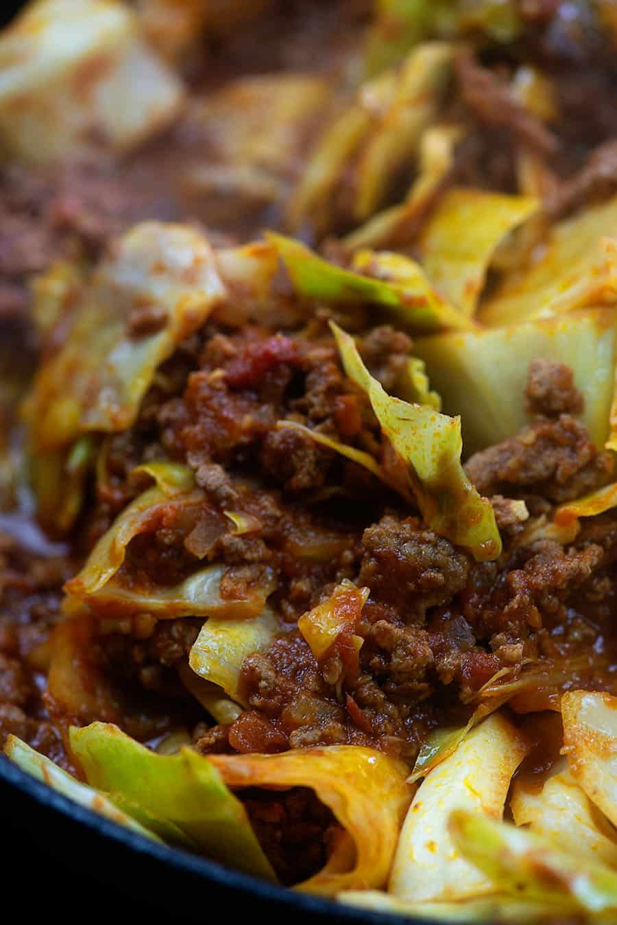 Low carb lasagna cabbage in skillet