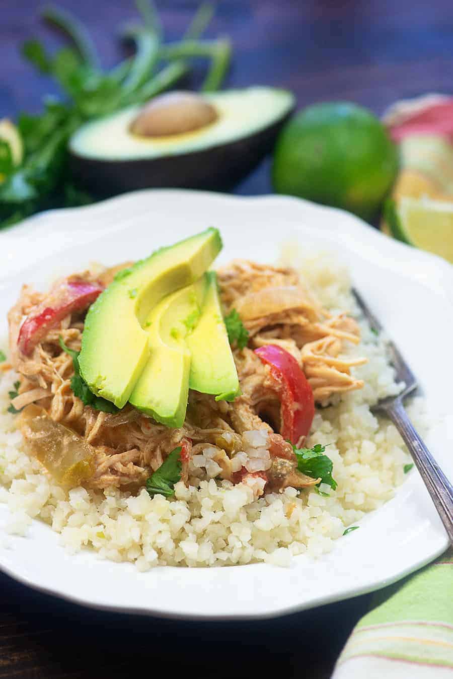 chicken fajitas on cilantro lime rice