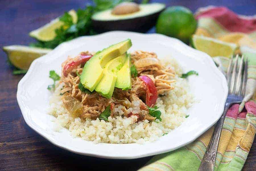 easy chicken fajitas on cauliflower rice