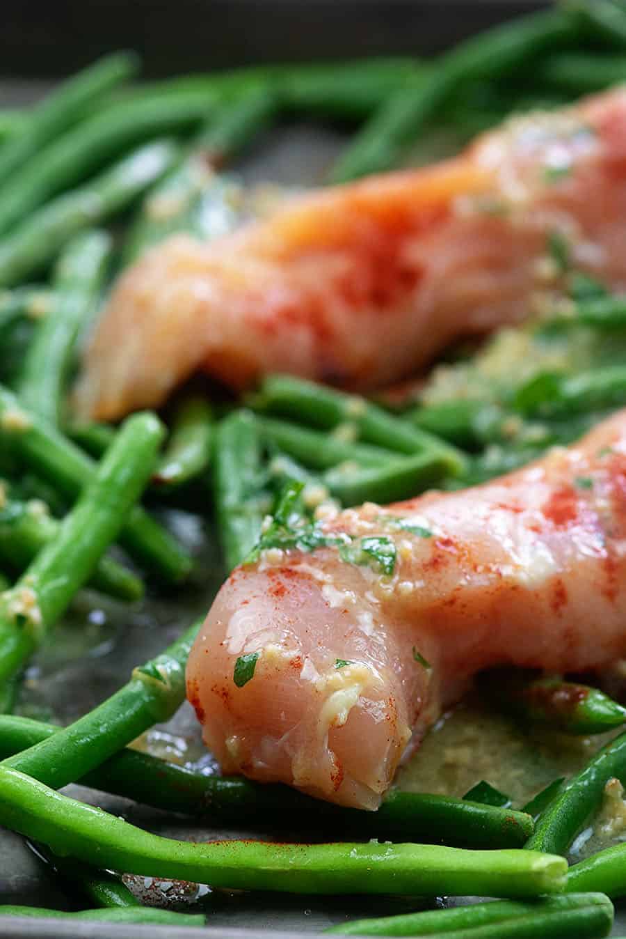 raw chicken and green beans