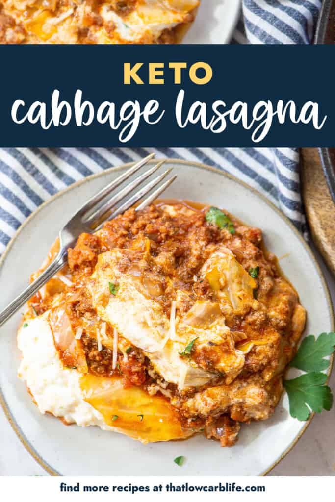 Cabbage lasagna on white plate.