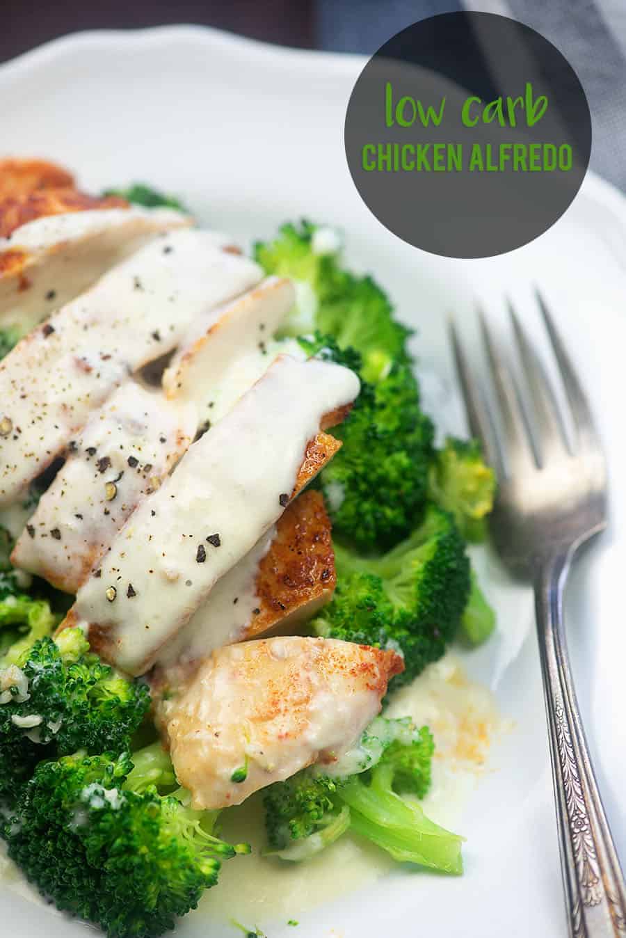 chicken and Alfredo sauce over broccoli.