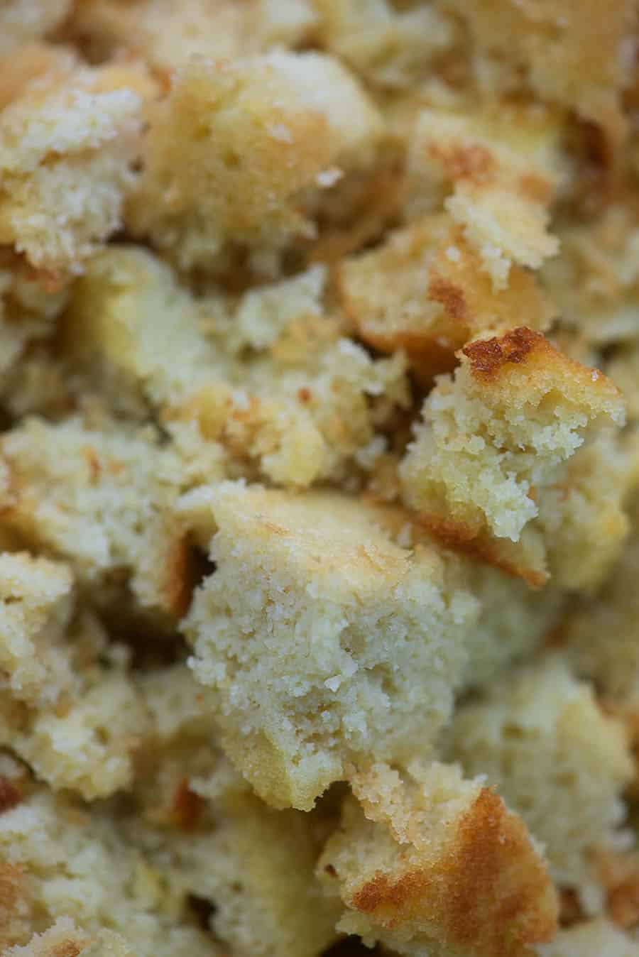 close up of bread crumbs