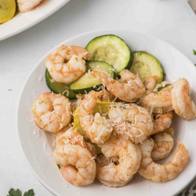 shrimp and lemons topped with parsley