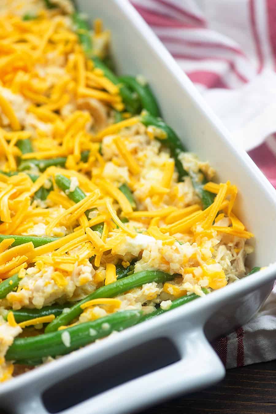 leftover turkey casserole in baking dish