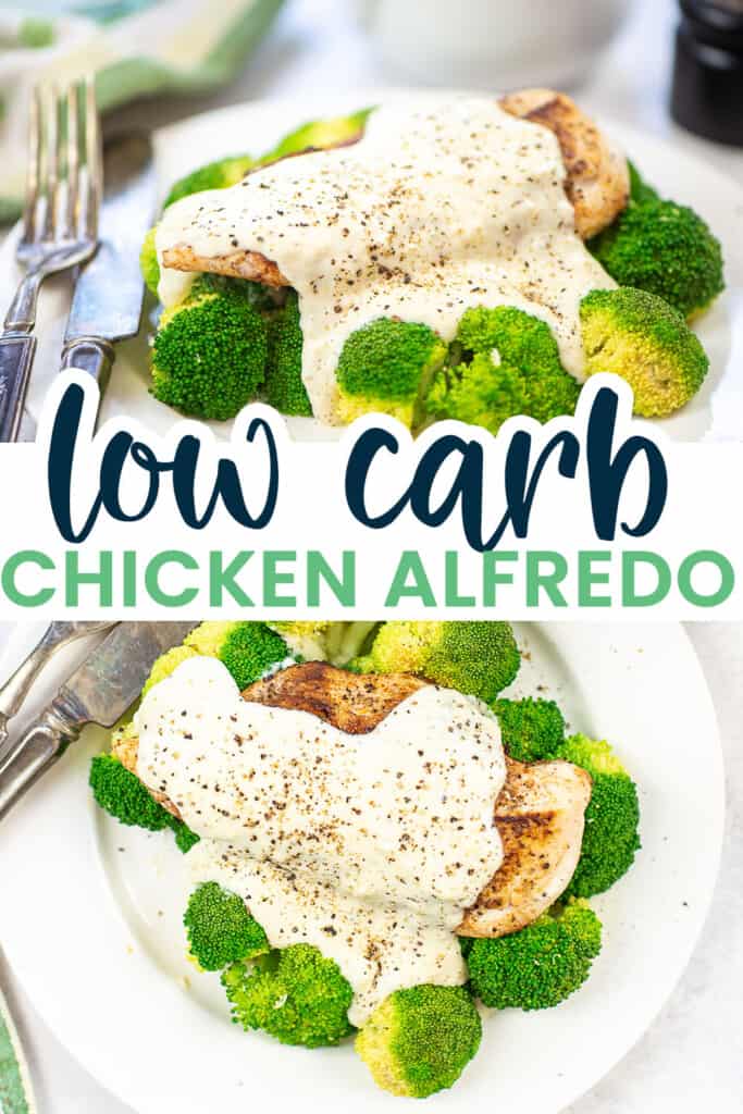collage of keto chicken alfredo images.