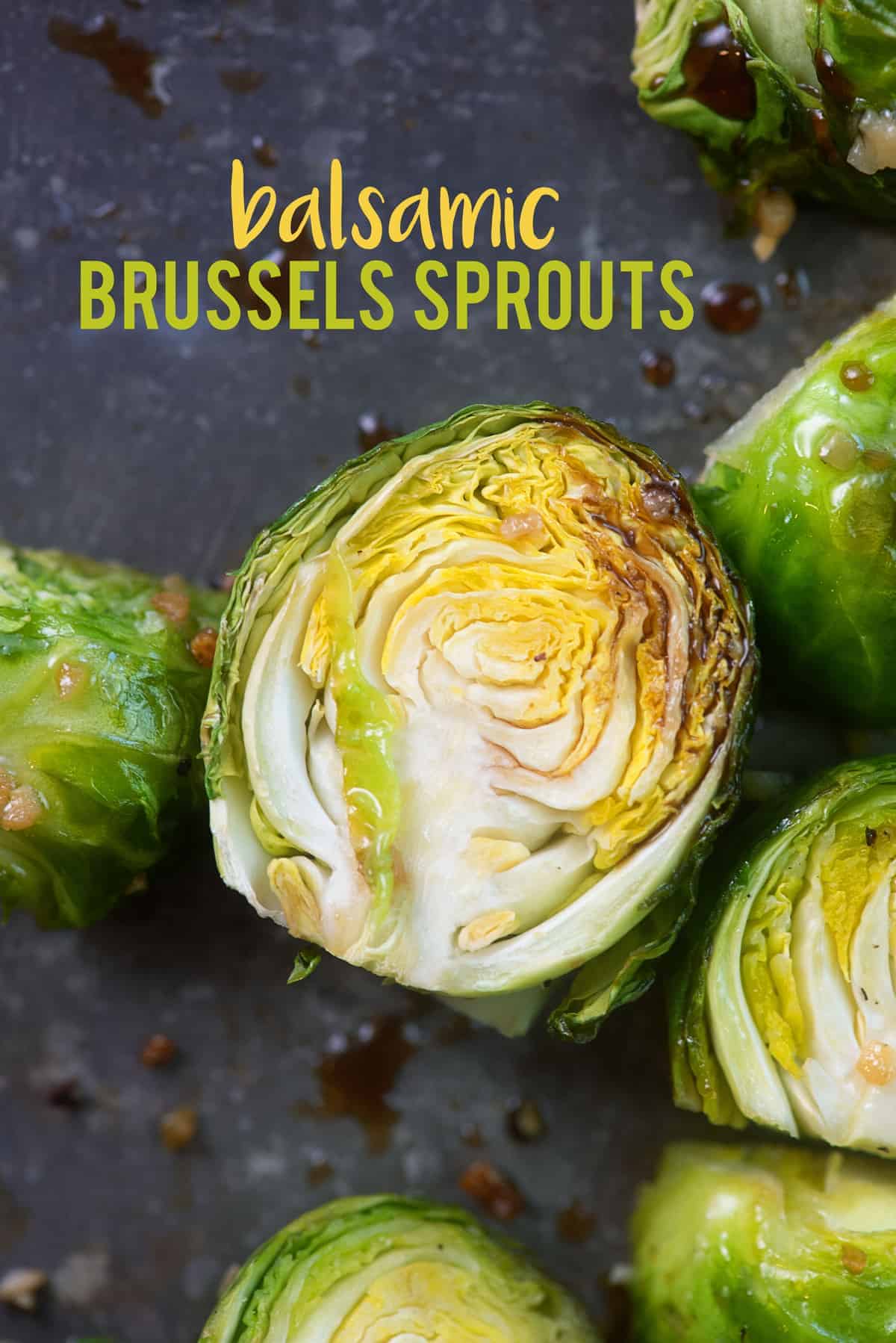 A close up of a chopped cooked Brussel sprout.