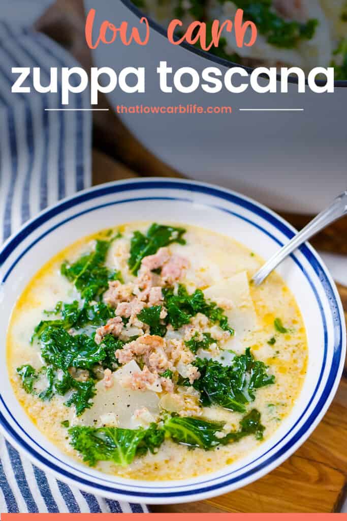 Bowl of zuppa toscana soup.