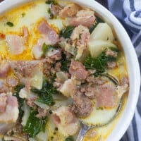 bowl of zuppa toscana with a soup spoon