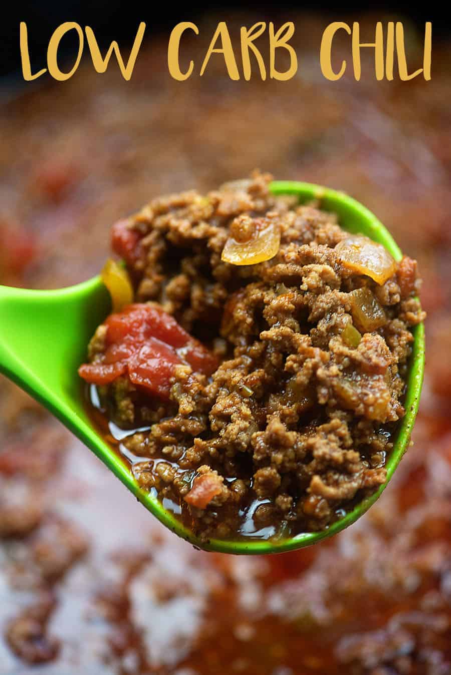 Plastic ladle full of chili