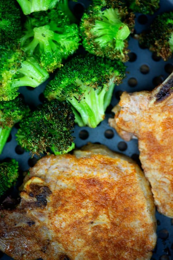 Air Fryer Pork Chops & Broccoli That Low Carb Life