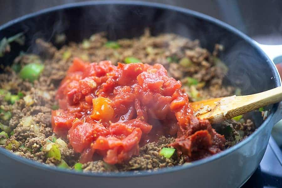 chili without beans in pot