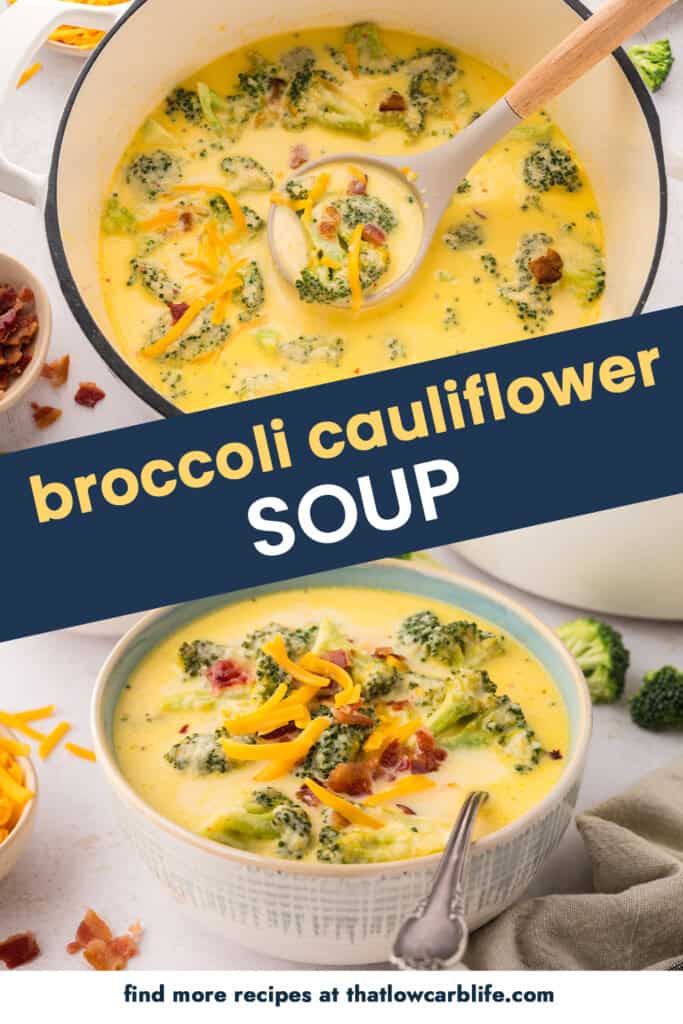 Collage of broccoli soup images.