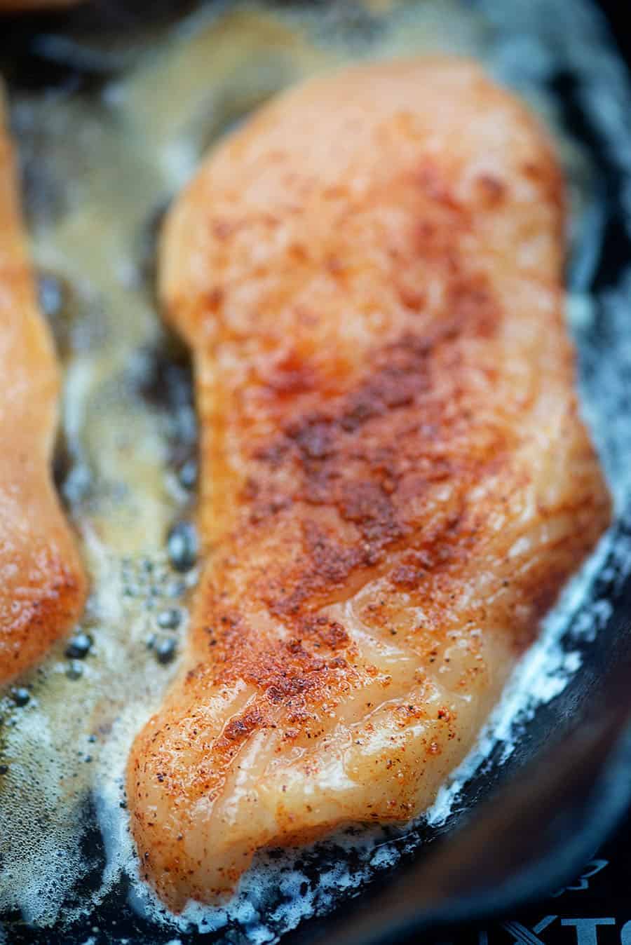 chicken cooked in butter on skillet