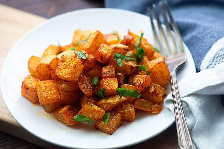 roasted turnips on a white plate