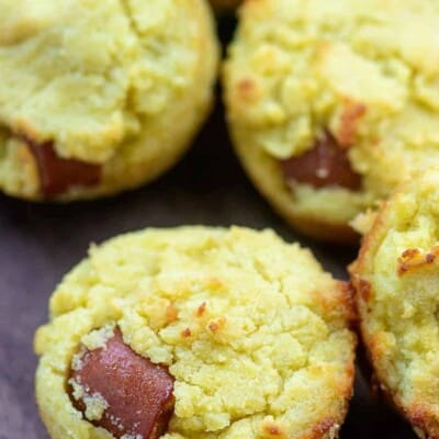 Low carb corndog muffins! Tastes just like cornbread, but made with ZERO corn! #keto #lowcarb #corndog