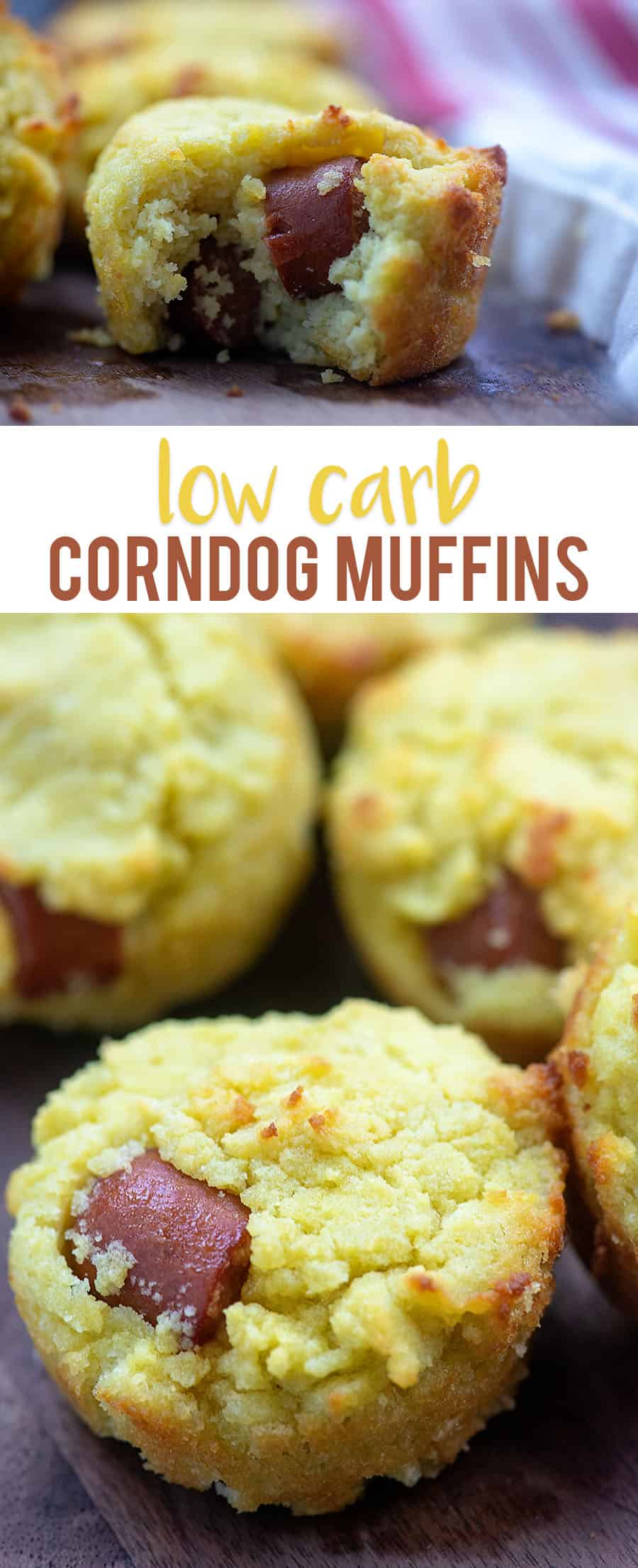 Four close up corn dog muffins