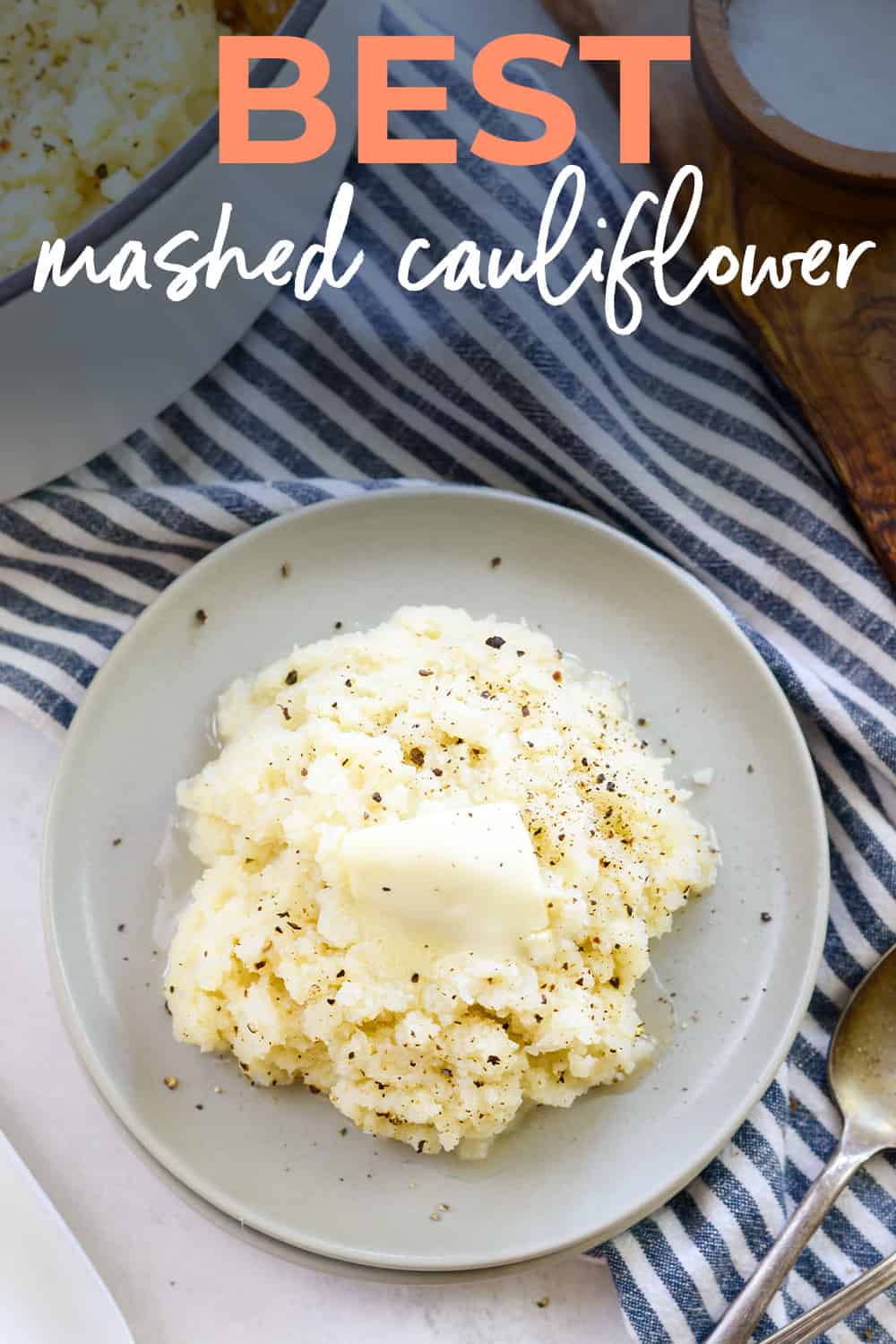 Mashed cauliflower on plate