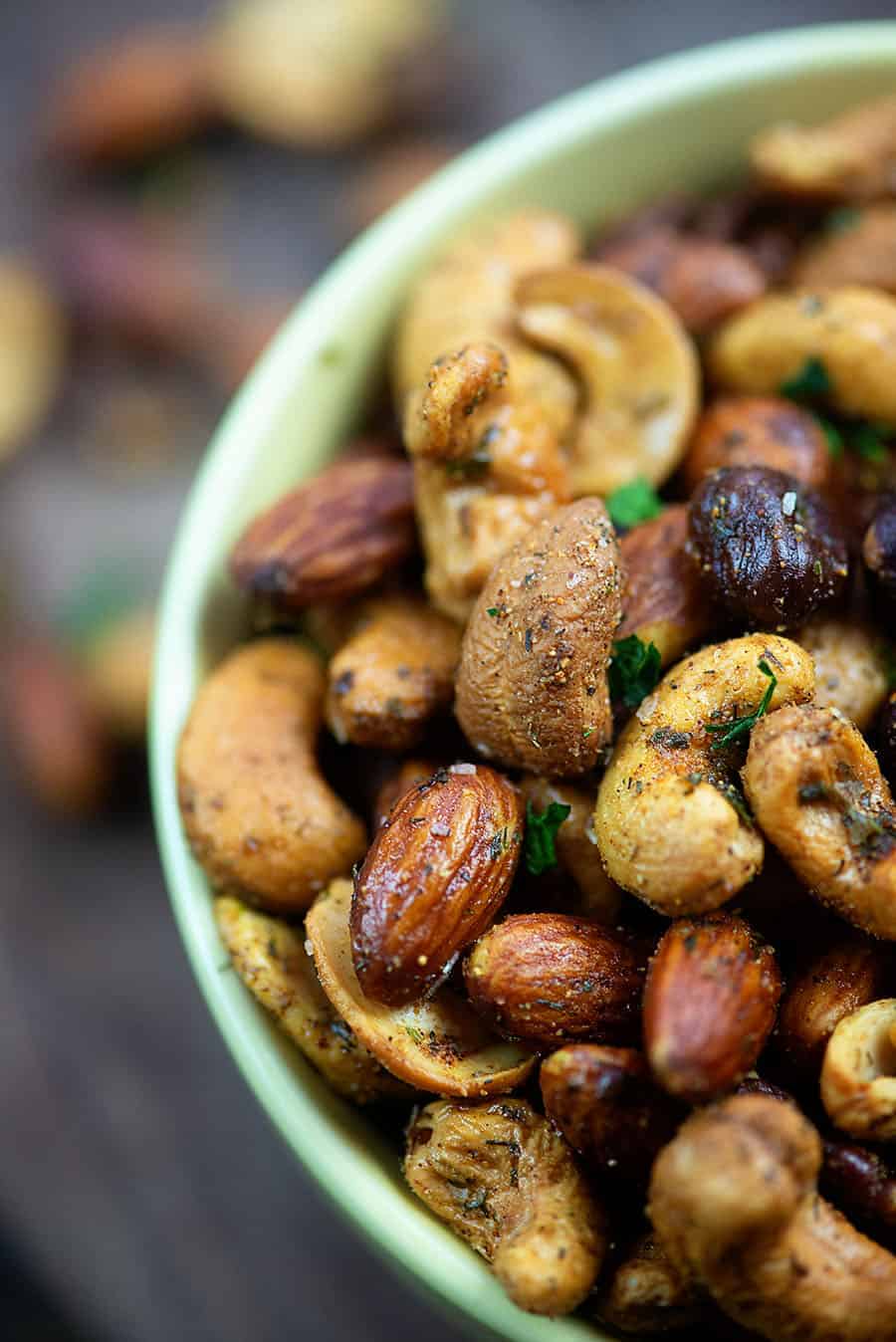 up close view of roasted nuts