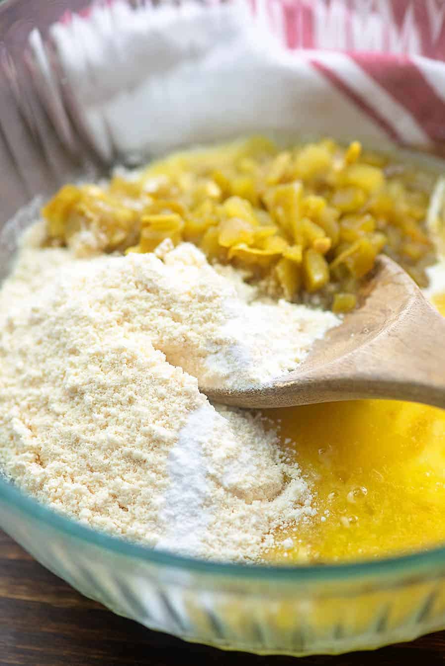 ingredients for tamale pie in mixing bowl