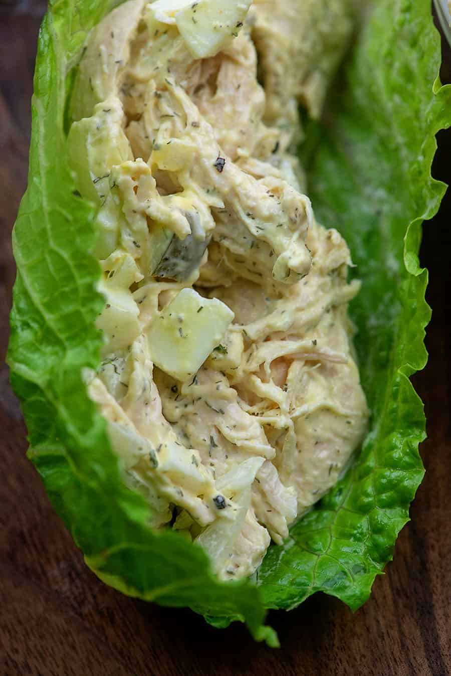 low carb chicken salad in lettuce wrap