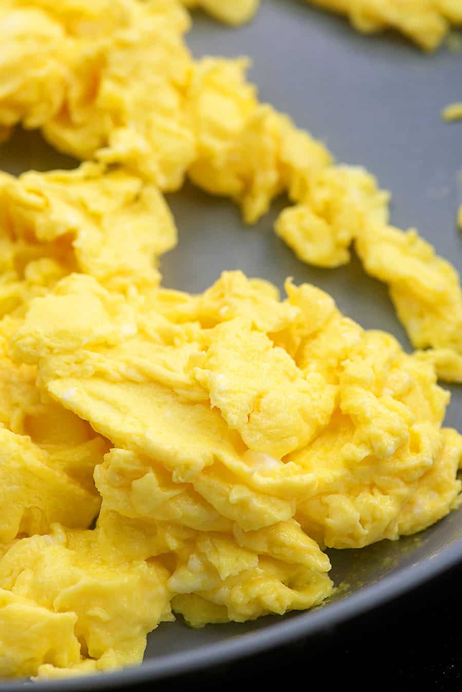 low carb scrambled eggs in pan