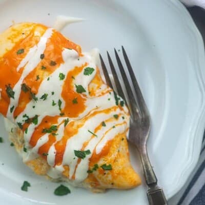 keto buffalo chicken recipe on white plate