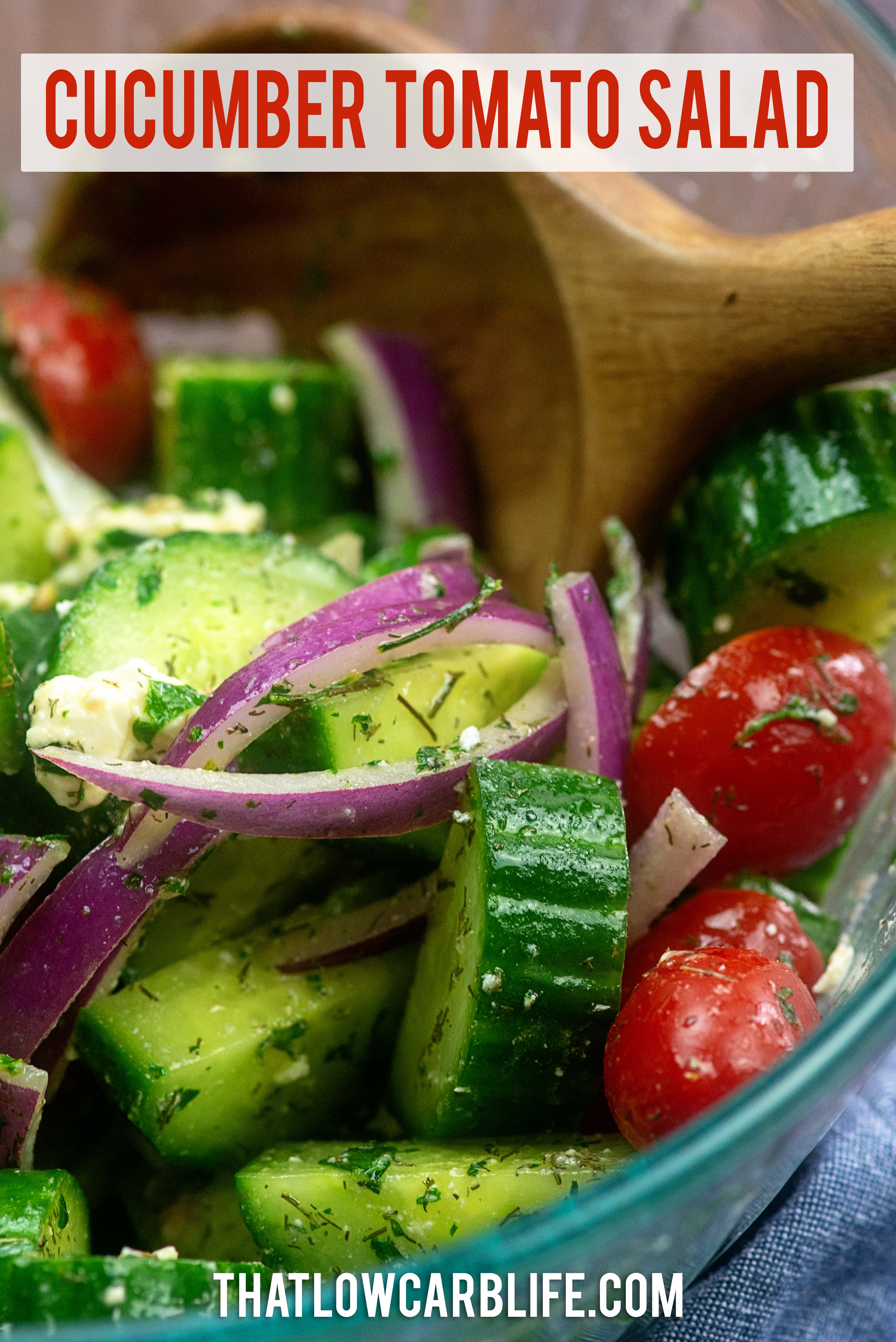 Cucumber Tomato Salad recipe in glass bowl